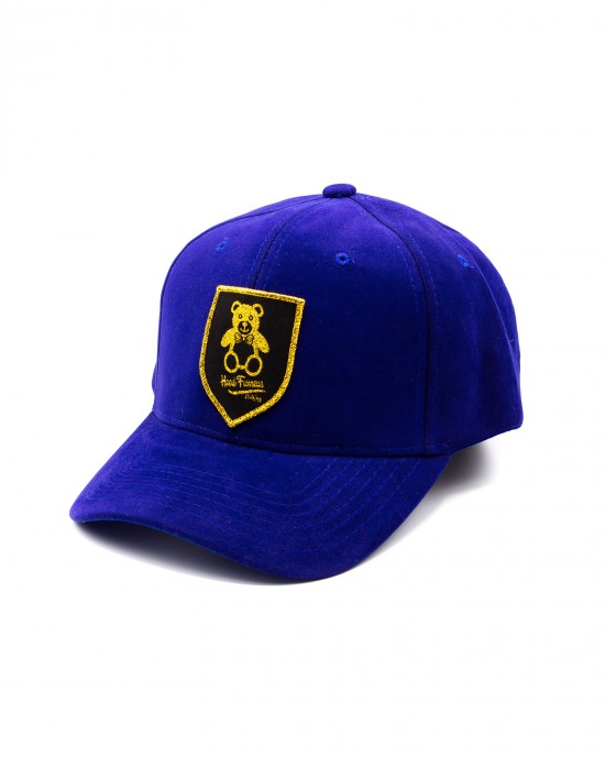 Blue Velvet Cap With Gold Shield Patch 